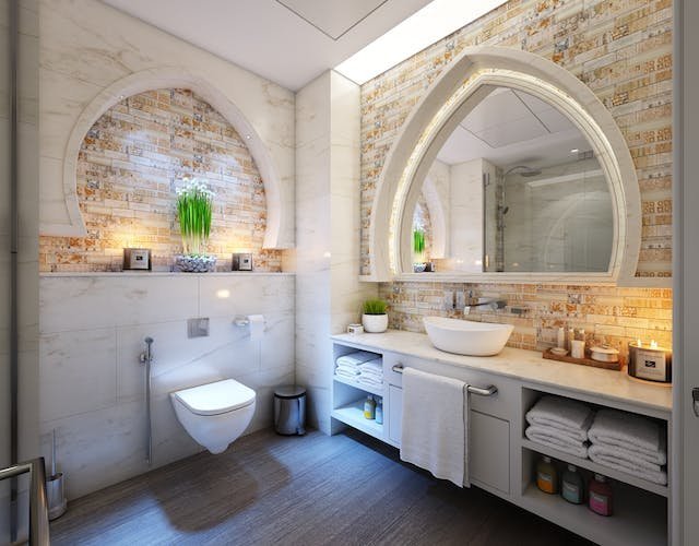 A modernly designed bathroom